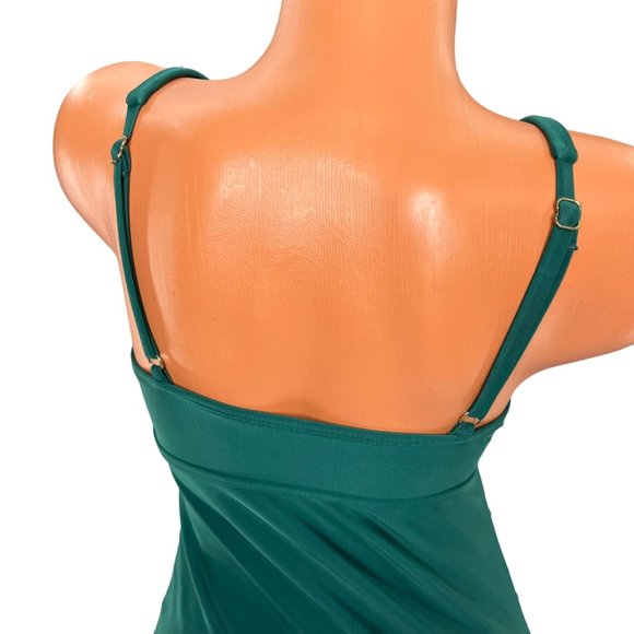 Kona Sol One Piece Swimsuit Womens Sold Green Tie Top Cinched Size M - Picture 11 of 13